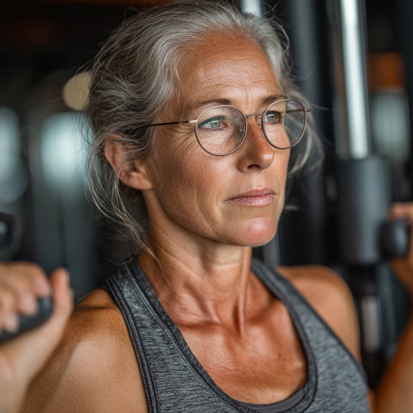 Активні літні люди займаються фітнесом